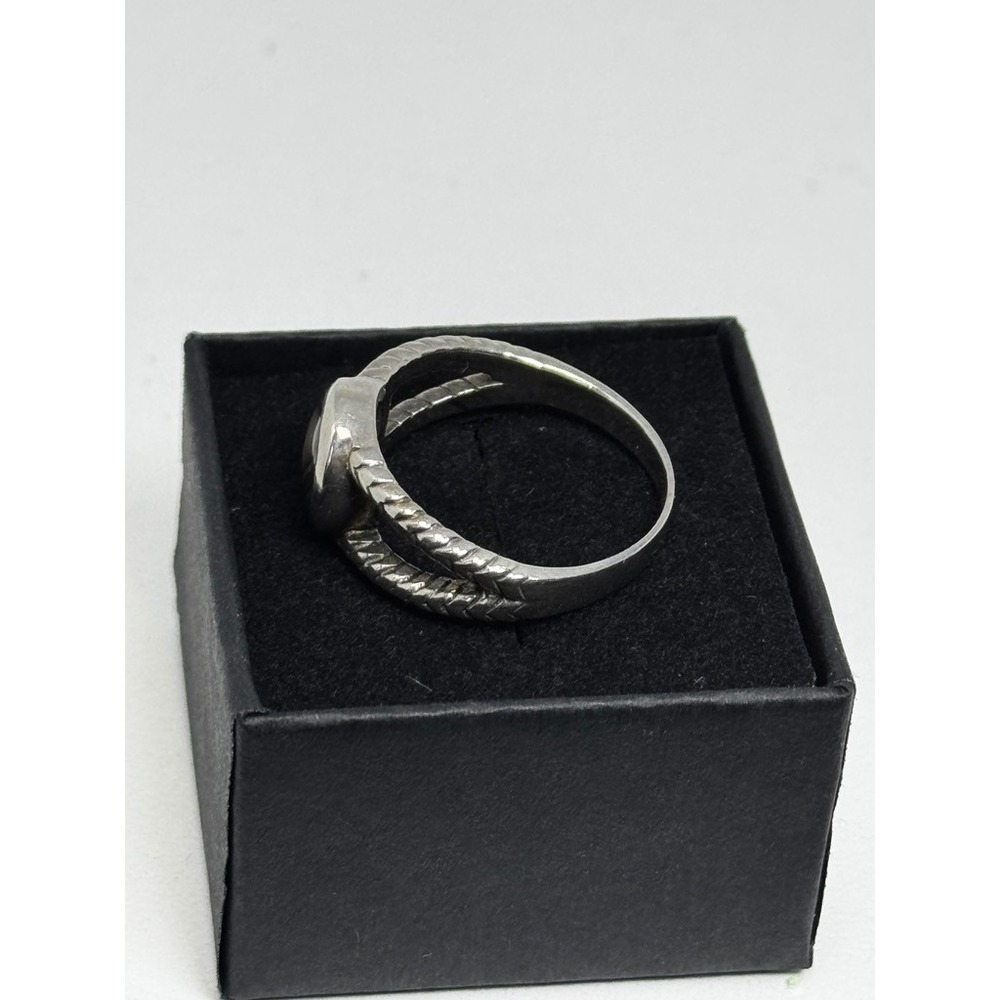 Sterling Silver Abalone Shell Split Shank Ring Size 8.75 Braided Band 925 - Picture 6 of 11
